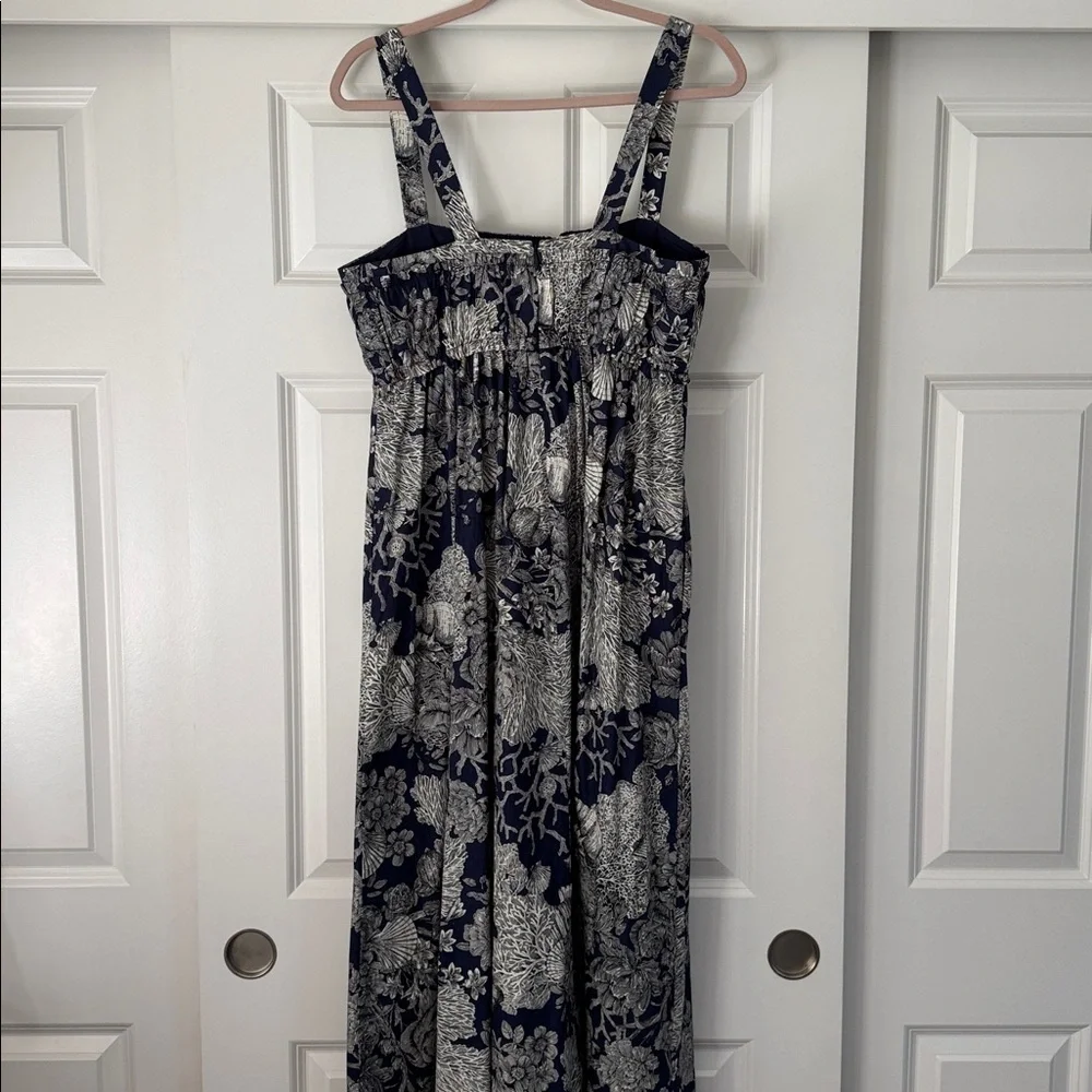 J. Crew Navy White Ratti Seashell Print Midi Tank Dress Pockets Size: 10 NWOT
